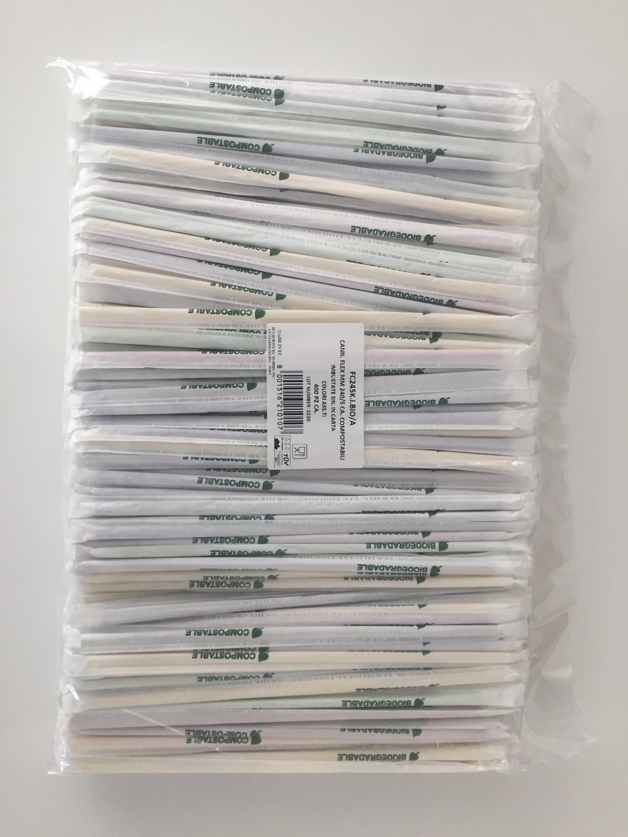 Biodegradable Bagged Flex Paper Straws (multicolored) 400 units